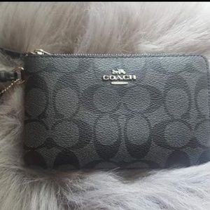 Coach Signature Double Zip PVC Leather Trim Wallet